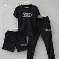 Audi Logo Summer Tracksuit Set – Pack of 3 (T-Shirt, Short & Trouser)