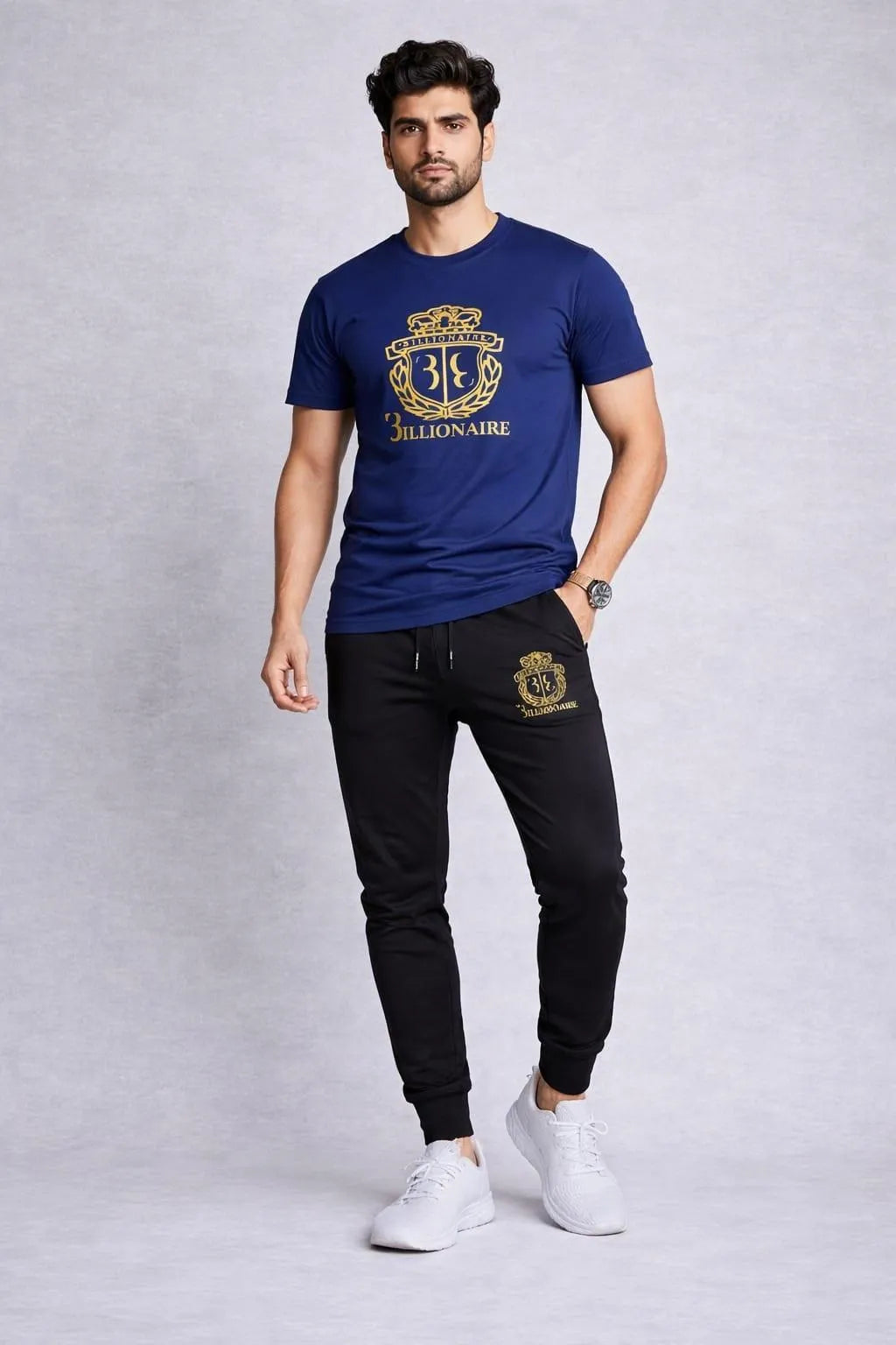 Gold Billionare Printed T Shirt & Trouser Set ( Stylih & Breathable )