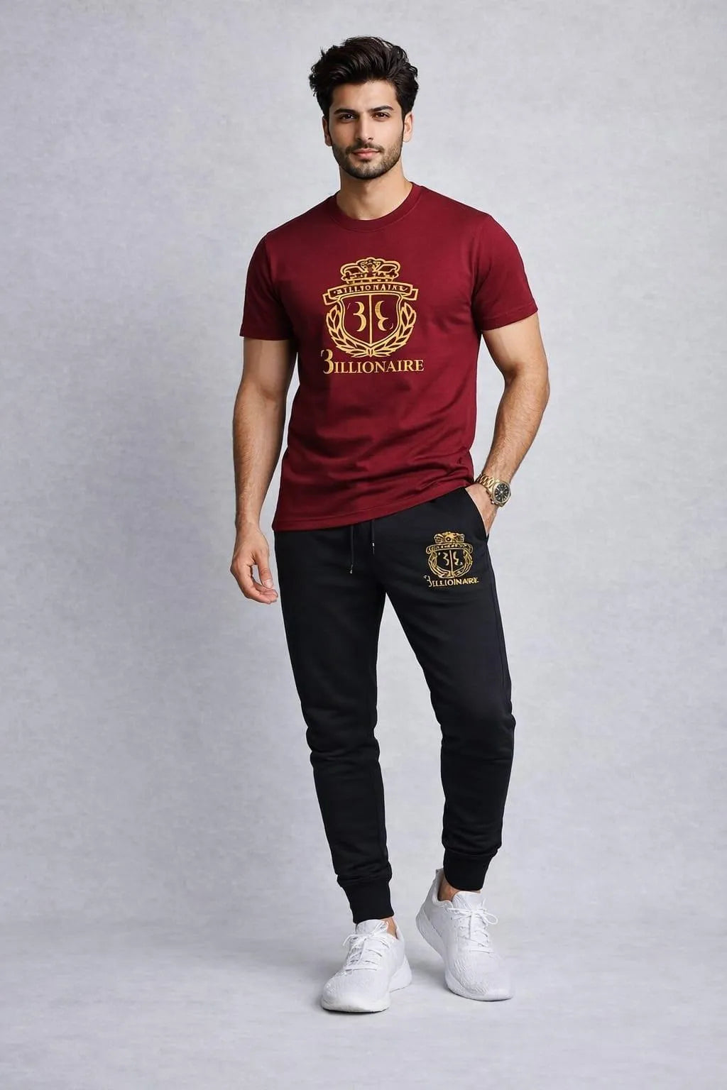 Gold Billionare Printed T Shirt & Trouser Set ( Stylih & Breathable )