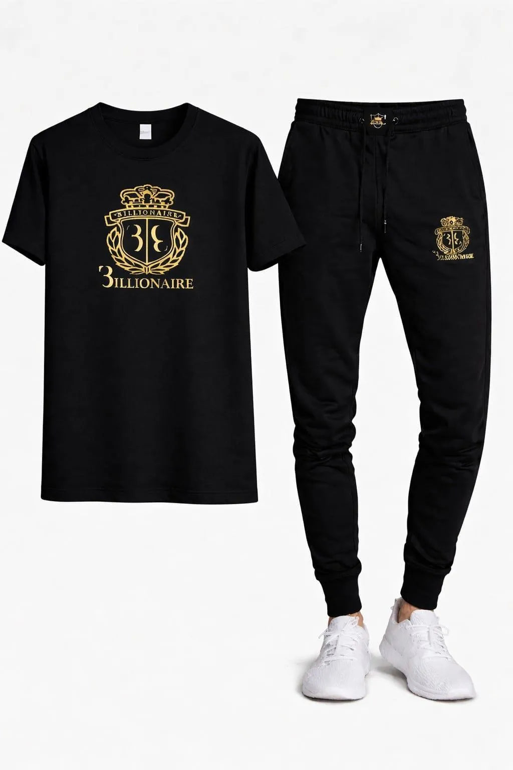 Gold Billionare Printed T Shirt & Trouser Set ( Stylih & Breathable )
