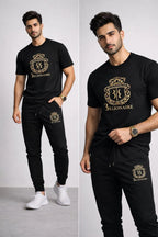 Gold Billionare Printed T Shirt & Trouser Set ( Stylih & Breathable )