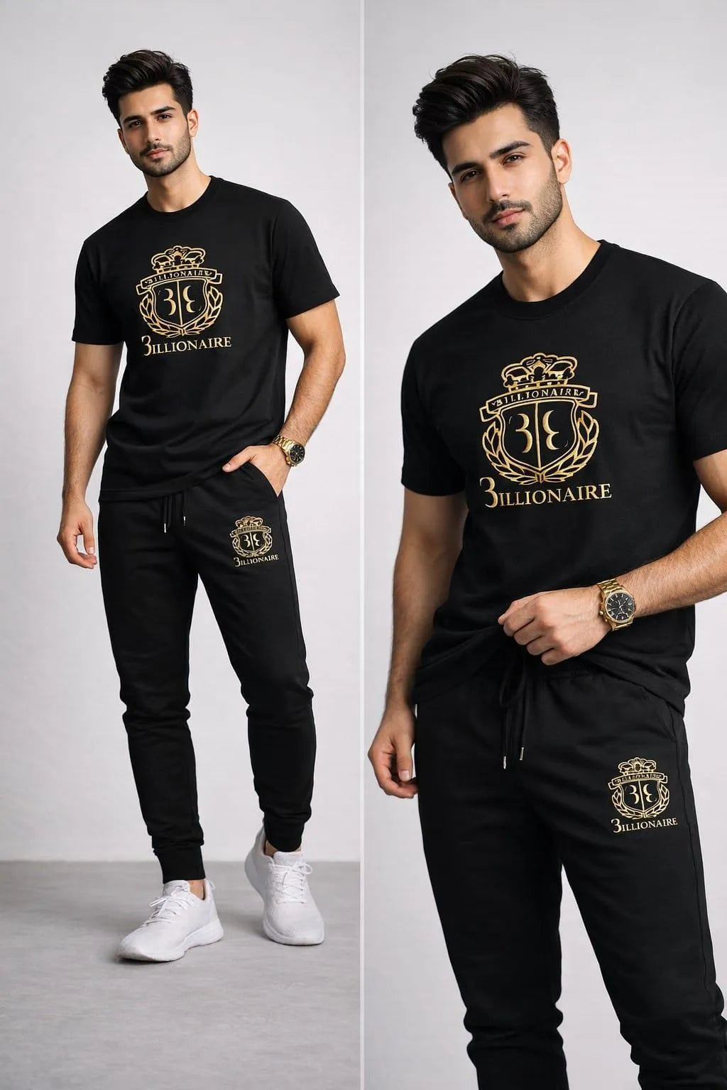 Gold Billionare Printed T Shirt & Trouser Set ( Stylih & Breathable )