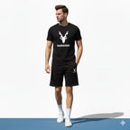 2 Pcs Men's Polyester Printed T-Shirt & Shorts Tracksuit