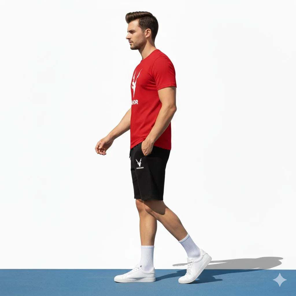 2 Pcs Men's Polyester Printed T-Shirt & Shorts Tracksuit